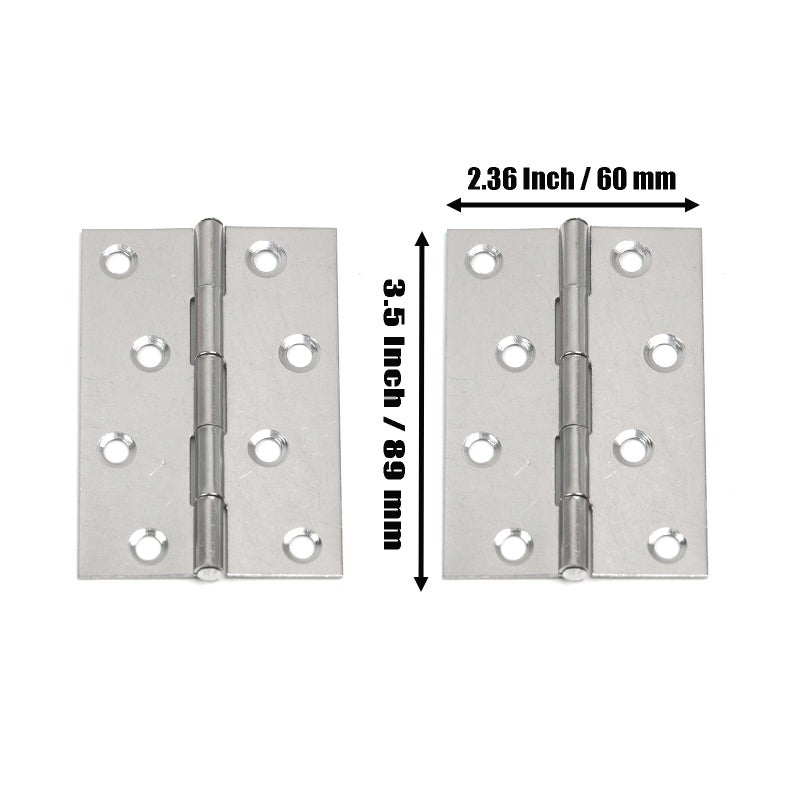Mcredy Door Hinges 3.5 Inch Stainless Steel Door Gate Hinge Silver Box Hinges Cabinet Door Furniture with Screws for Home Improvement, 6-Pack - Image 2